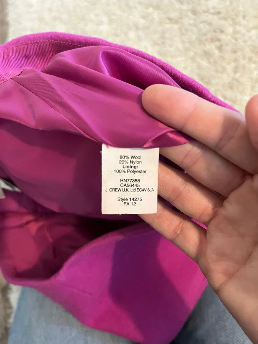 J. Crew Magenta Wool Mini Skirt